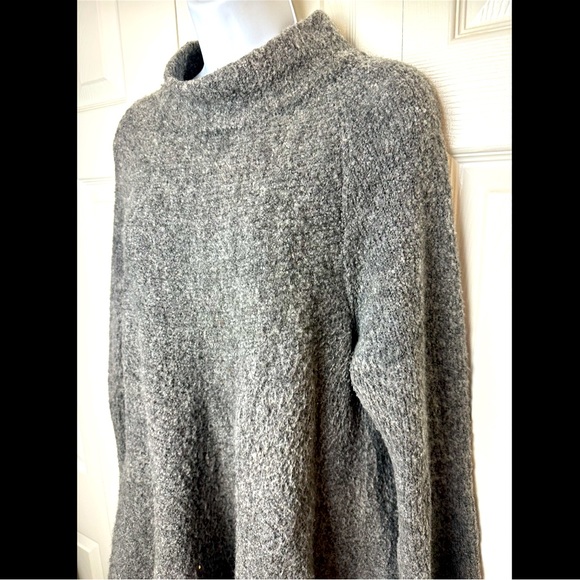 BOSTON PROPER Gray Sweater Pullover Mock Neck Peplum Long Tunic Wool Blends - Picture 5 of 10